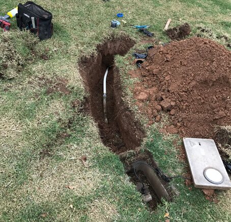 A main sewer line exposed