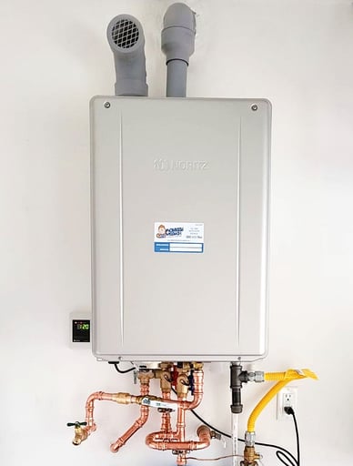 A tankless water heater installation
