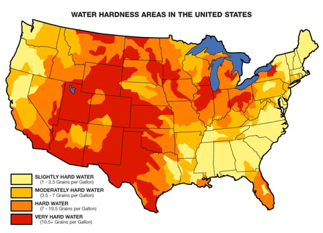 Map of the hard water across the US