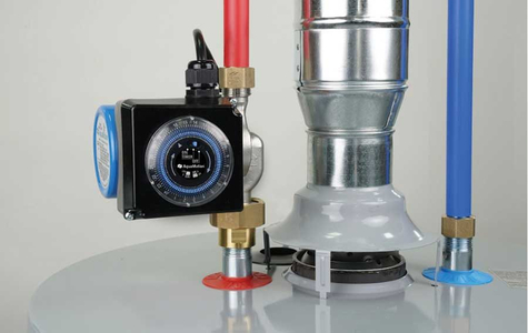 A recirculation pump on a tankless water heater