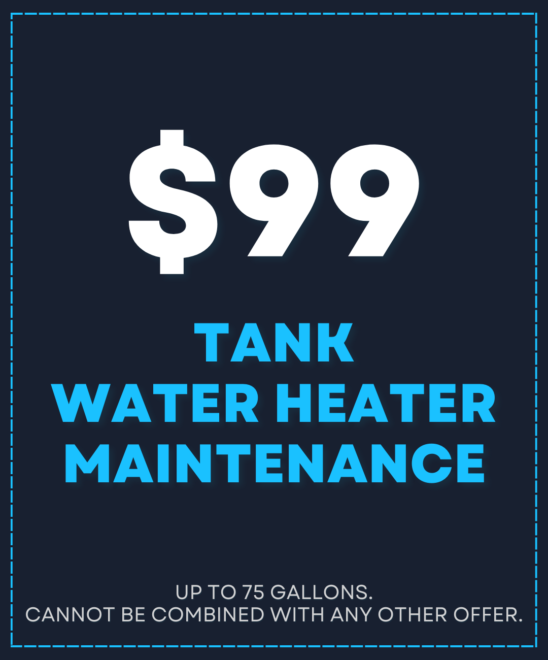 $99 tank water heater maintenance coupon