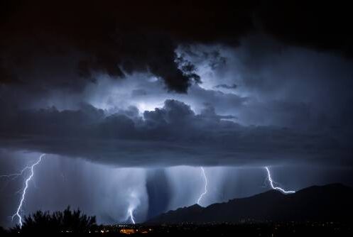 Lightning storm at night