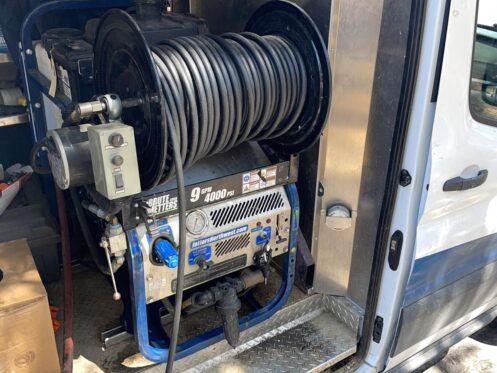 Hydrojet setup in a Monkey Wrench van.