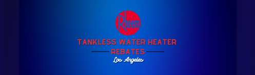The banner shows text about Rheem tankless water heater rebates.