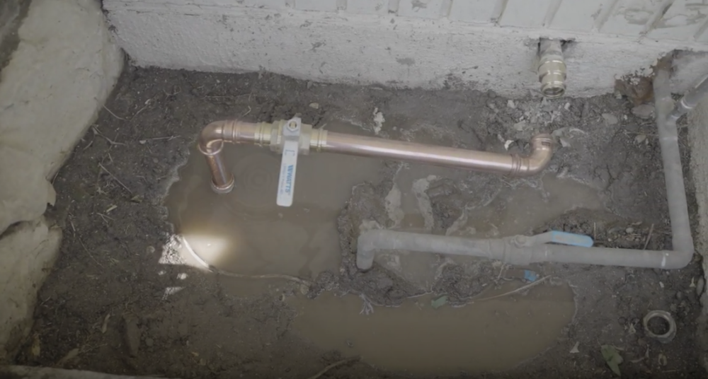 Copper piping outside a home